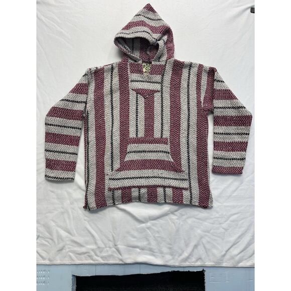 BAJA JOE Aztec Mexican Blanket Hoodie Drug Rug Pullover Hooded Sweatshirt XL - Picture 1 of 10
